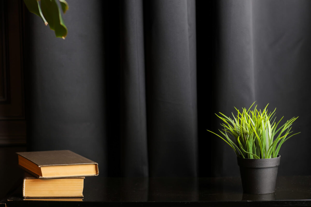 image of blockout curtains in office